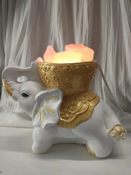 Hornillo Elefante Blanco y Dorado – Prosperidad y Calma